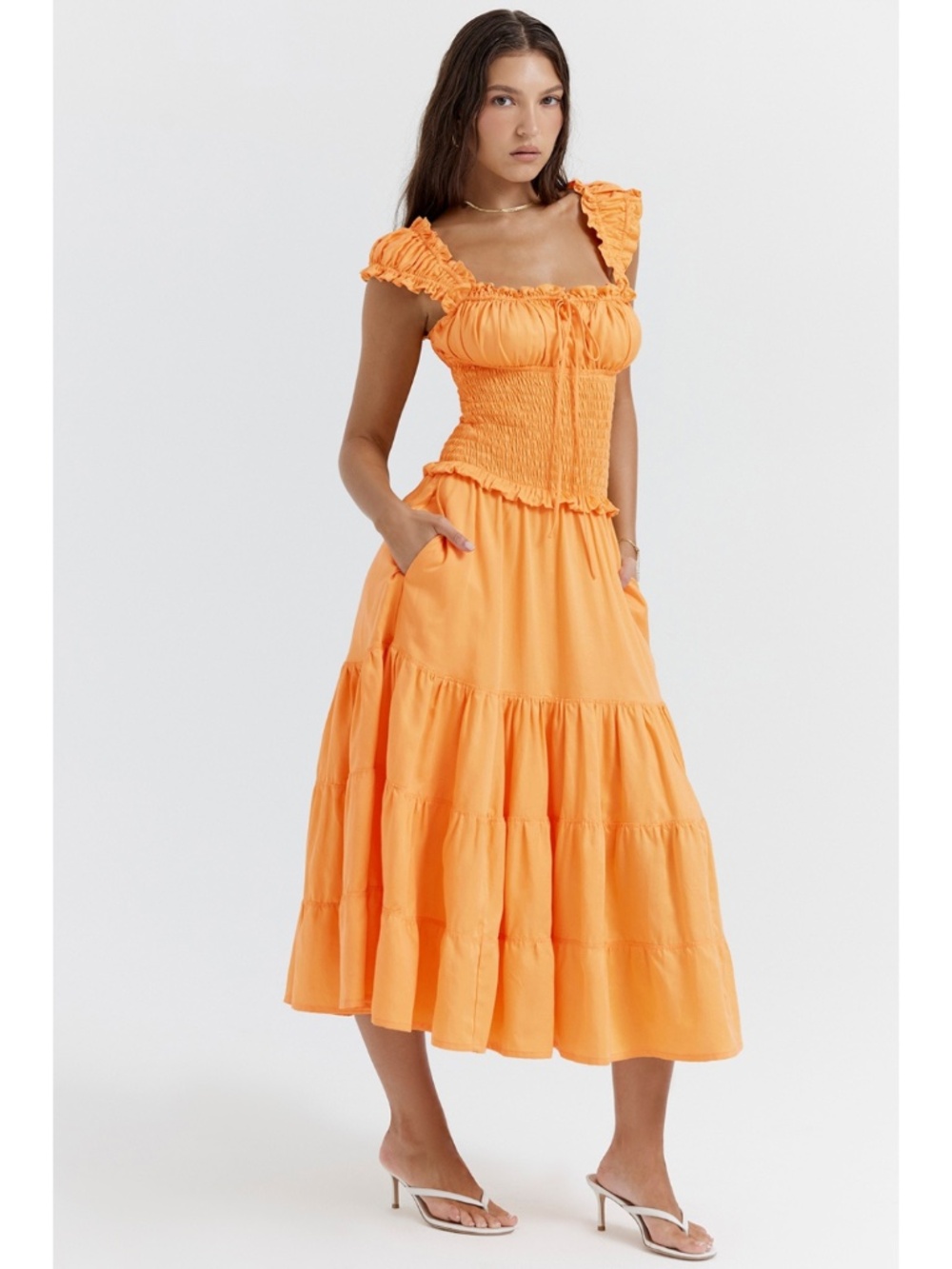 NEW House of CB Phedra Dress Warm Apricot Small - Picture 9 of 17